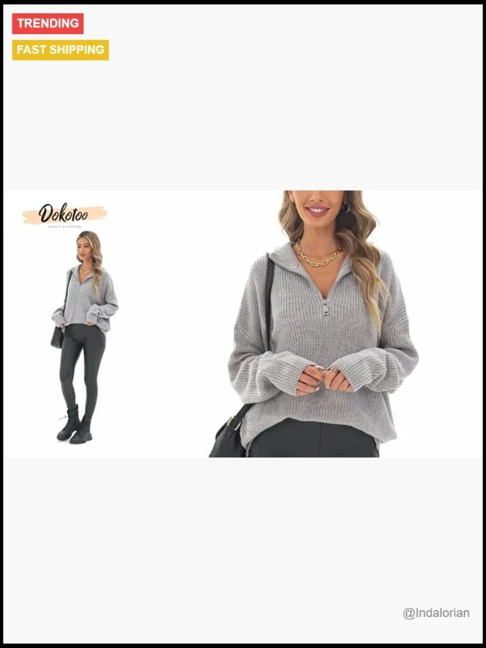 Women's Long Sleeve 1/4 Zip Pullover Sweater V Neck Dressy Casual Top